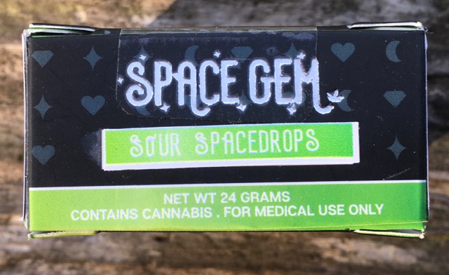 Green and black box of Space Gem Sour Spacedrops.