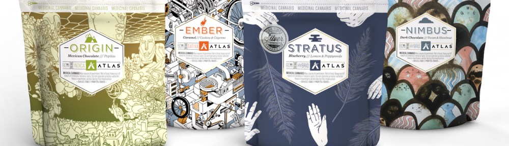 four bags of Atlas brand cannabis edibles