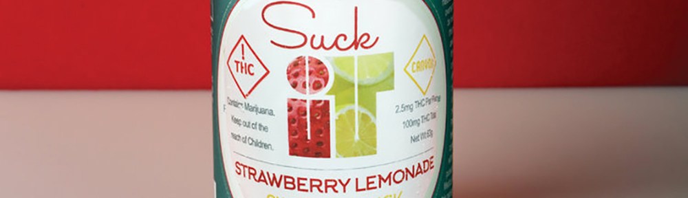 Canyon Suck It Strawberry Lemonade Low Dose Cannabis Infused Sweets Round Package