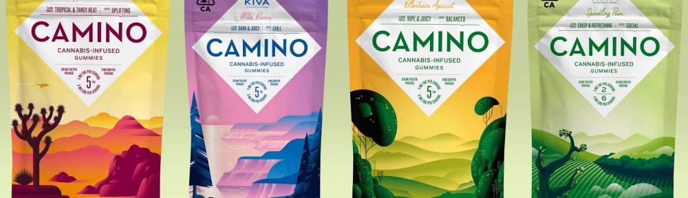 Kiva brand Camino cannabis infused Gummies - four packages one of each flavor