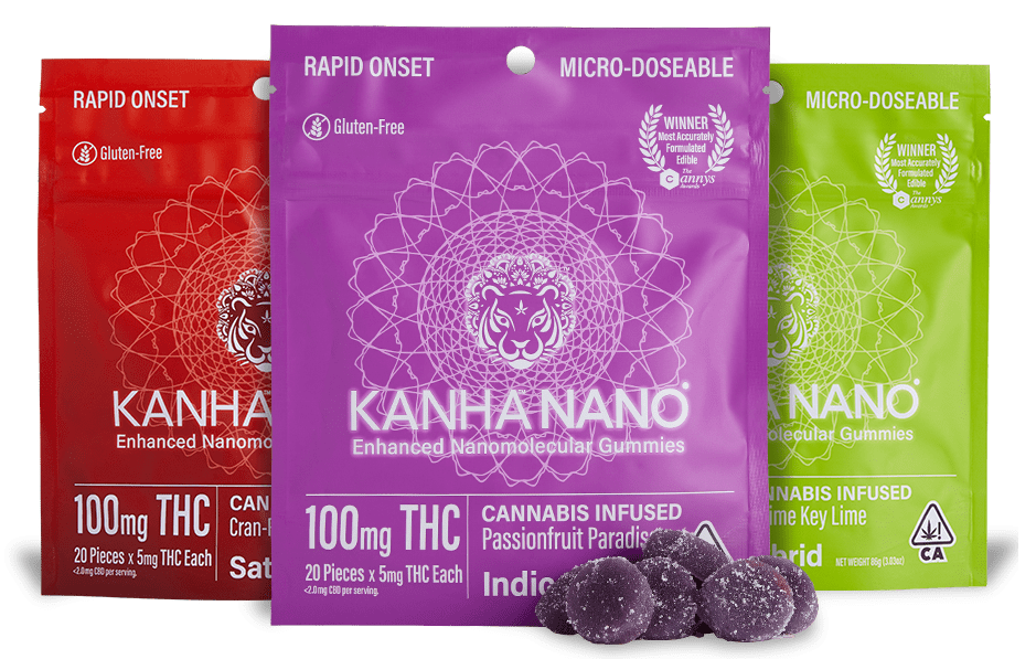 Kanha Nano Cannabis Infused  Gummies in Sativa, Indica and Hybrid formulas