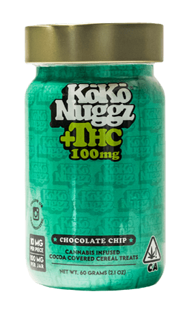kokonuggz thc cannabis infused chocolate chip cocoa covered cereal treats